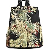 Jursccu Glitter Embroidery Women Backpack Purse, Fashion Canvas Travel Anti-theft Rucksack Shoulder Bag (Black)