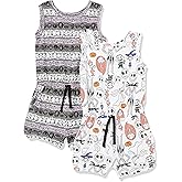 Amazon Essentials Disney | Marvel | Star Wars | Frozen | Princess Girls and Toddlers' Knit Sleeveless Rompers, Pack of 2