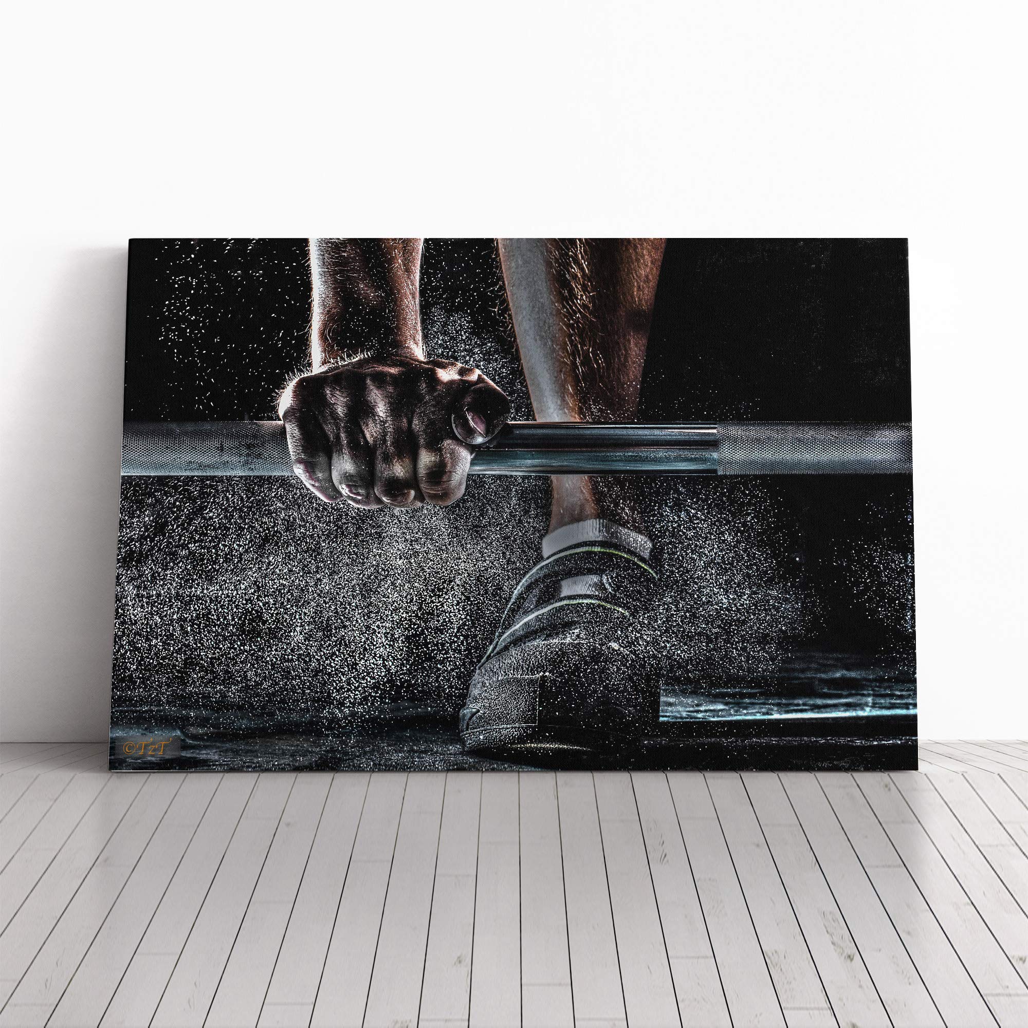 Body Building Fitness Weights Canvas Print | Gallery Wrapped 30mm Frame Wall Art | 20x14 inches | Ready to Hang | Modern Cityscape Picture | Living Room Bedroom Lounge Office