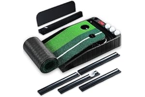 Ace Drive Golf Putting Green with Auto Ball Return - 8ft &10ft Indoor Putting Mat with 3 Golf Balls Premium Velvet Dual Tone Grass - Perfect Golf Gift & Practice Equipment for Home and Outdoor Fun