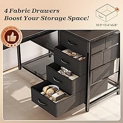 PRAISUN 43.3" Small Computer Desk with Power