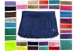 SEW TRENDS 5 Yards of 4" Long Chainette Fringe Thread Yarn Tassel Trim Braid Fringe for Crafts Sewing and Decor-Navy Blue