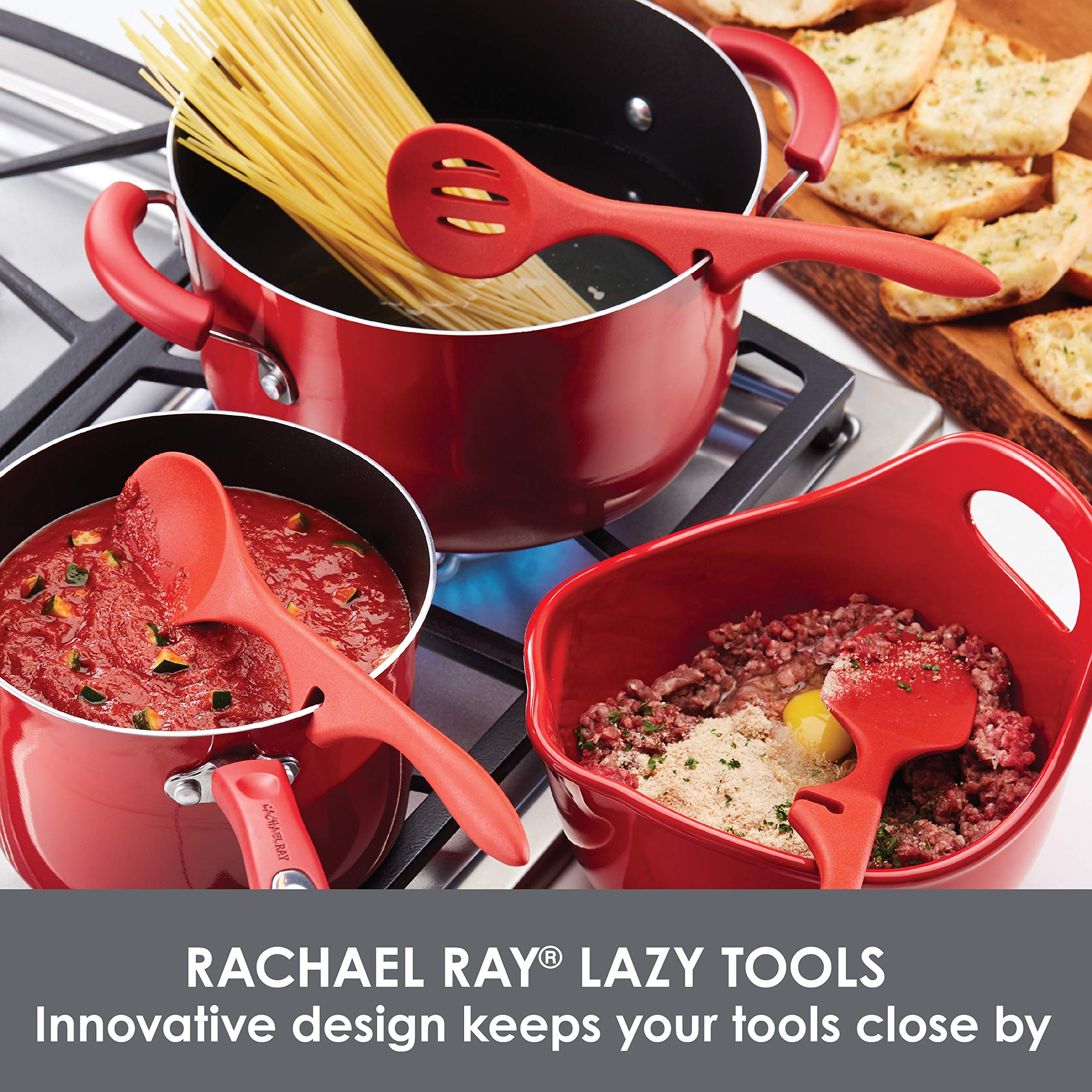 Rachael Ray Silicone Lazy Tools Set, Red, 3-Piece, Tools and Gadgets