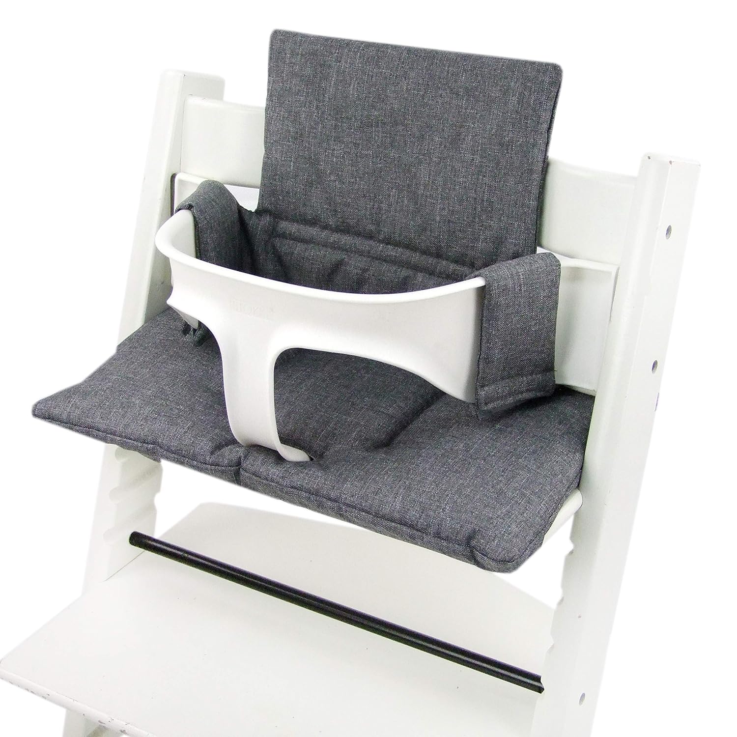 BAMBINIWELT Ersatzbezug, Kissen-Set für Hochstuhl/Kinderstuhl Stokke Tripp Trapp, Sitzverkleinerer (MELIERT dunkelgrau ORGI.) XX