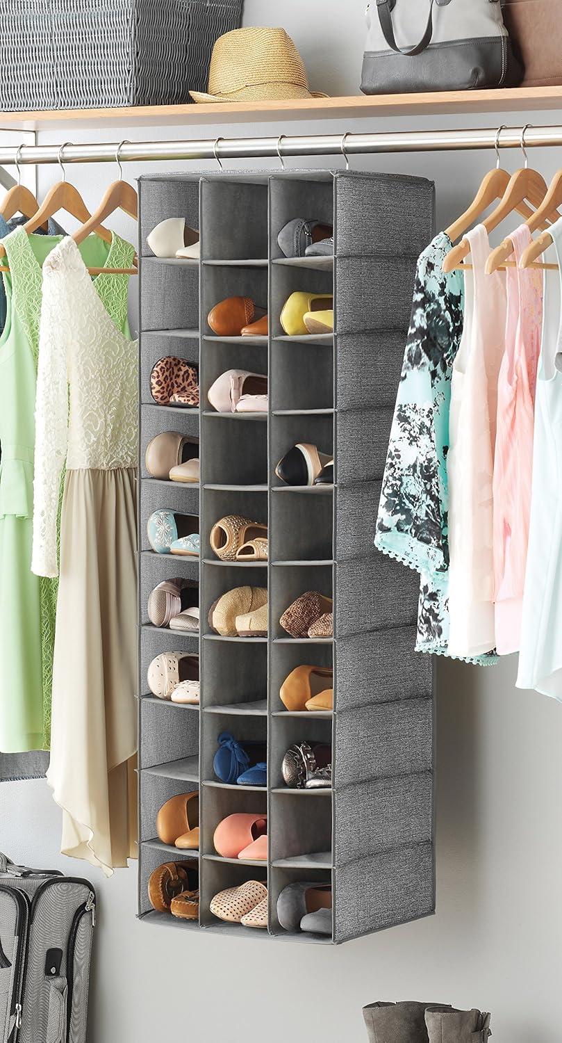 amazon shoe racks for closets on Amazon Com Whitmor Hanging Shoe Shelves Closet Organizer Crosshatch Gray 30 Section Home Kitchen