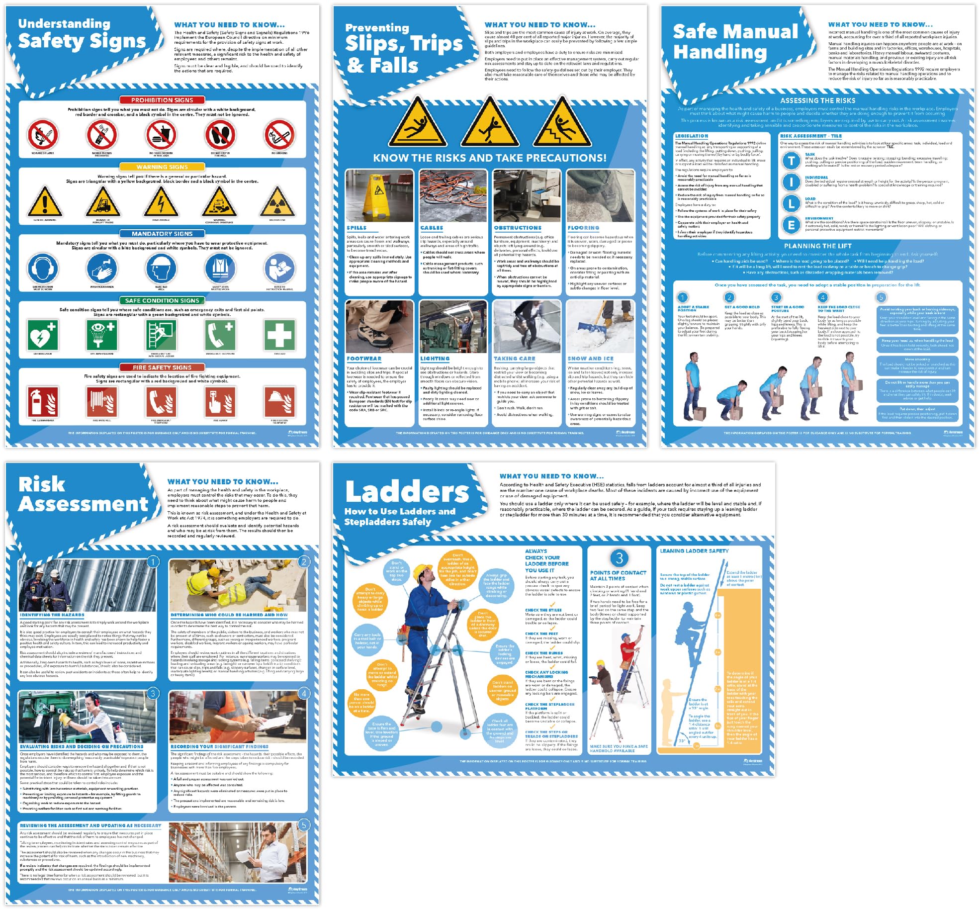 Warehouse Safety Posters - Set of 5 - EXTRA LARGE - A1(850mm x 594mm) - Laminated - Health and Safety Wall Charts by Daydream Education.