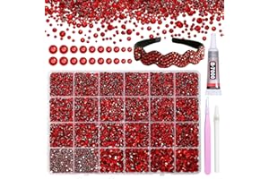 GUTIY 21000Pcs Red Rhinestones for Bedazzling Kit, Mix Sizes Jelly Bedazzling Resin Gems, Gems Bedazzling for Crafting, Flatback Resin Rhinestones for Craft DIY Face Makeup