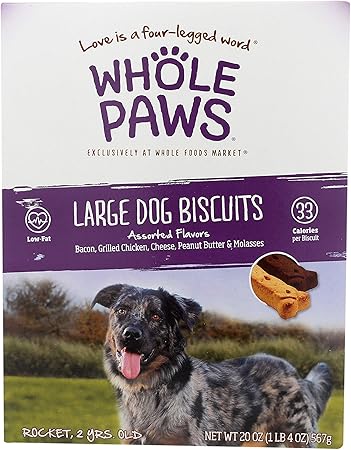 Amazon Com Whole Paws Large Dog Biscuits Assorted Flavors 20