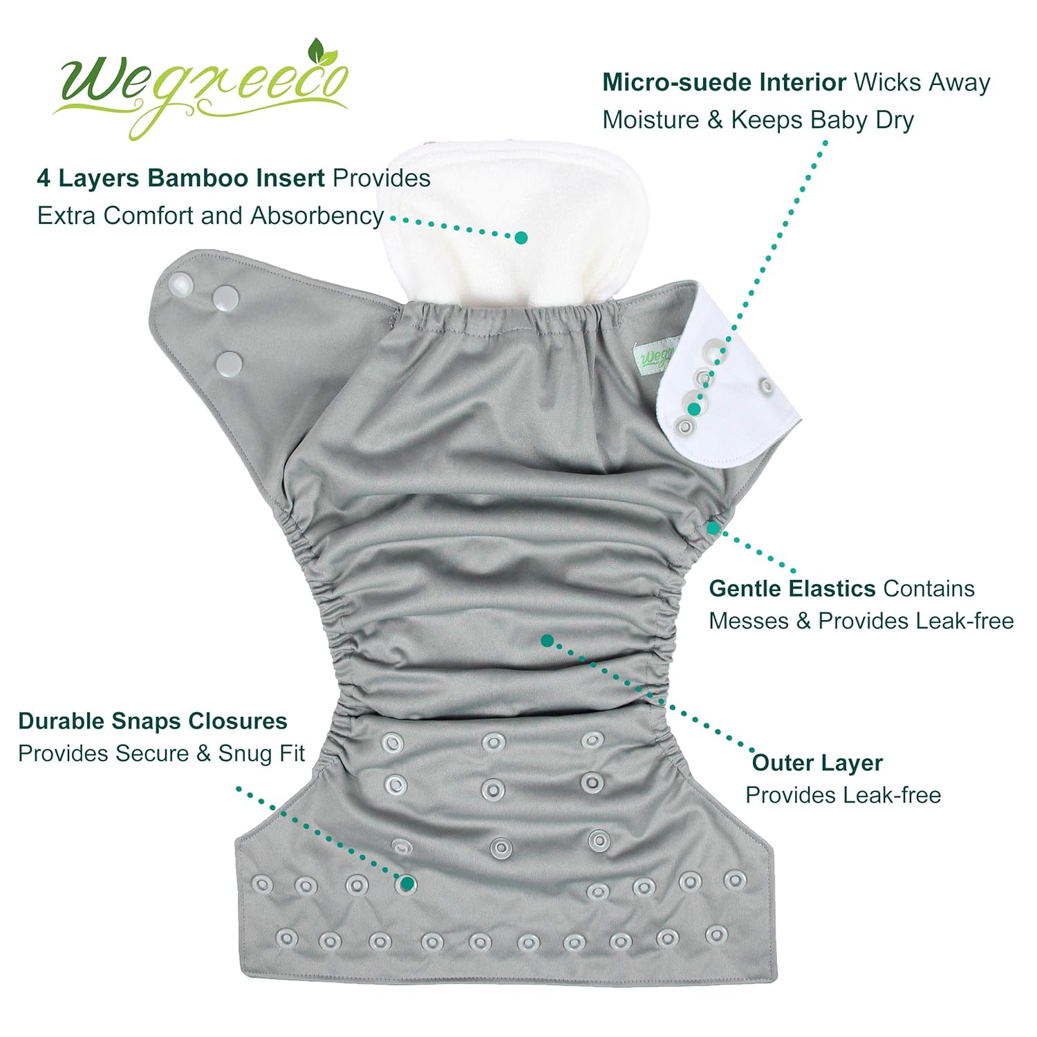 wegreeco washable reusable baby cloth pocket diapers