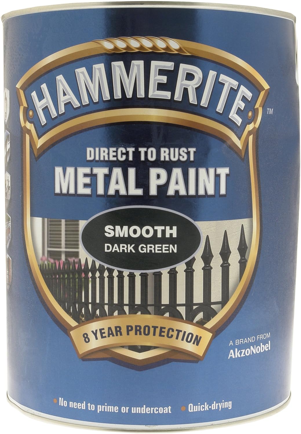 Hammerite 5084893 Direct to Rust Metal Paint 5 L - Smooth Dark Green, 5 l (Pack of 1)