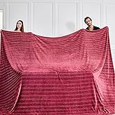Serenhom Extra Large Soft Cozy 120x120 Inches Seamless Oversized King Fleece Blanket - Huge 3D Jacquard Decorative 10'x10' California King Blanket for Bed, Sofa, Couch, Travel, Red Chain
