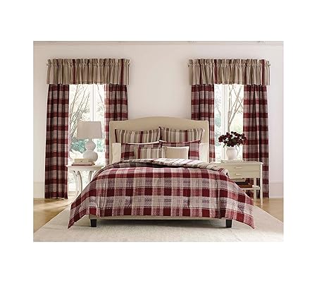 Laura Ashley 7 Pc Cranberry Cottage Comforter Set Full Queen