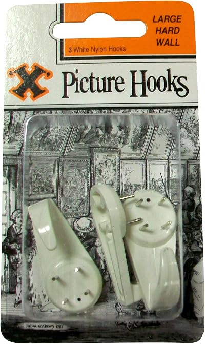 X Hard Wall Hooks Large White Nylon 3 Pack Blister