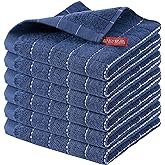Homaxy 100% Cotton Terry Kitchen Dish Cloths, Ultra Soft and Absorbent Dish Towels for Kitchen, Suitable for Drying and Washing Dishes, 6 Pack, 12 x 12 Inches, Navy Blue