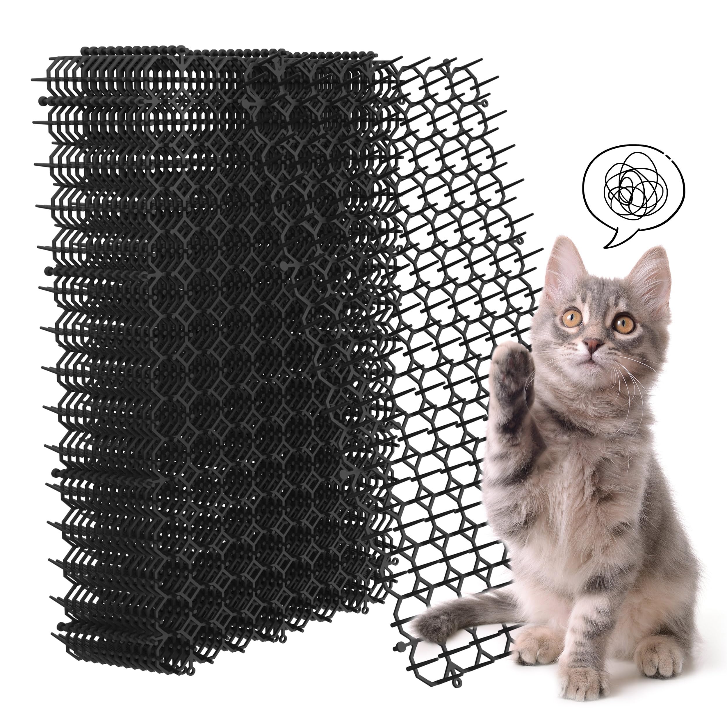 Kyrieval 40 x 20 cm Humane Cat Deterrent Mat for Couch & Bed, Safe Anti-Scratch Spike Mat for Furniture, Non-Toxic Plastic Cat Repellent Mat for Indoor Use (12 Pack)