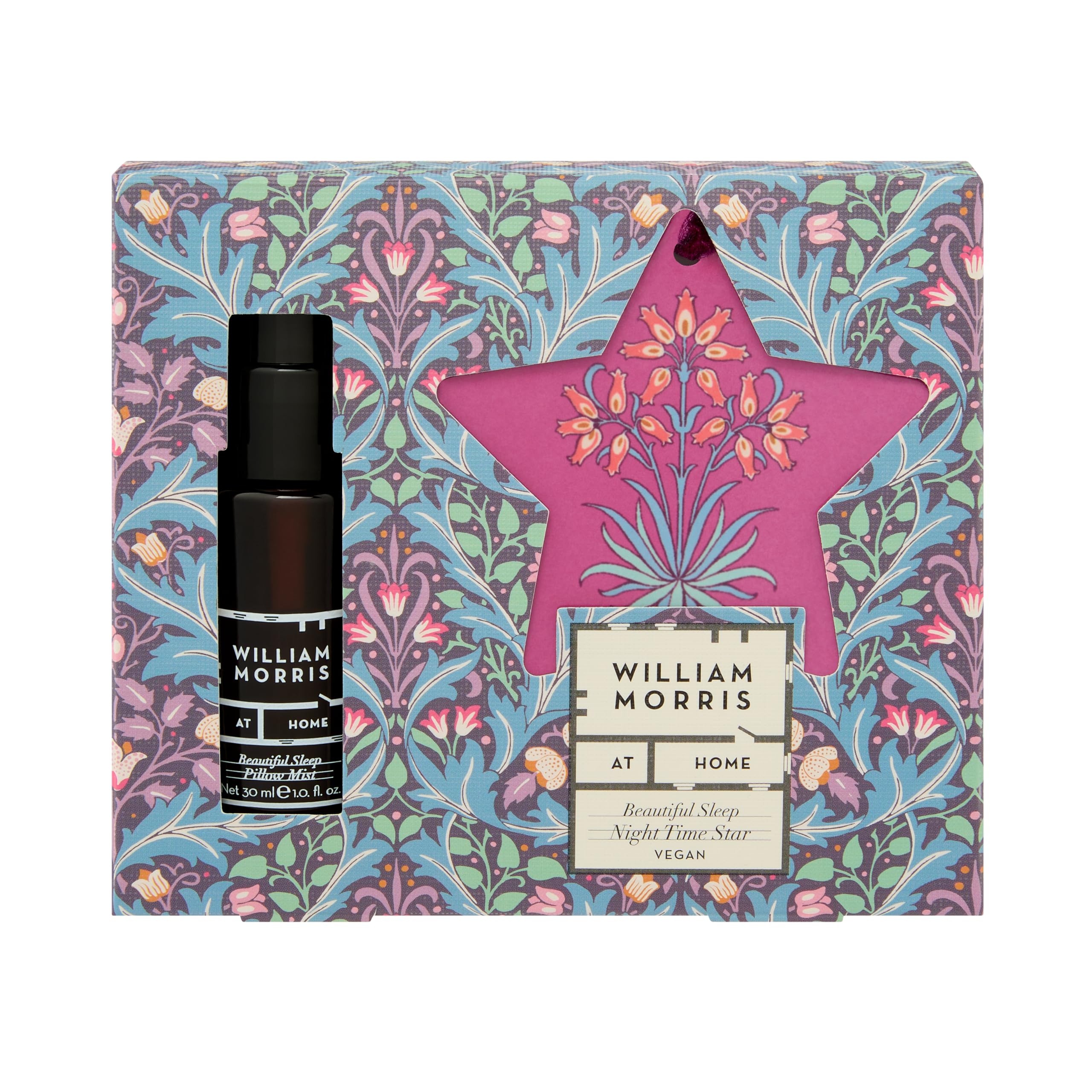William Morris At Home Pillow Mist 30ml, Ceramic Star, Sleep Enhancing Fragrance, Calming Lavender, Essential Oils, Beauty Gift, Travel Size, Cruelty and Vegan Friendly, Beautiful Sleep Collection