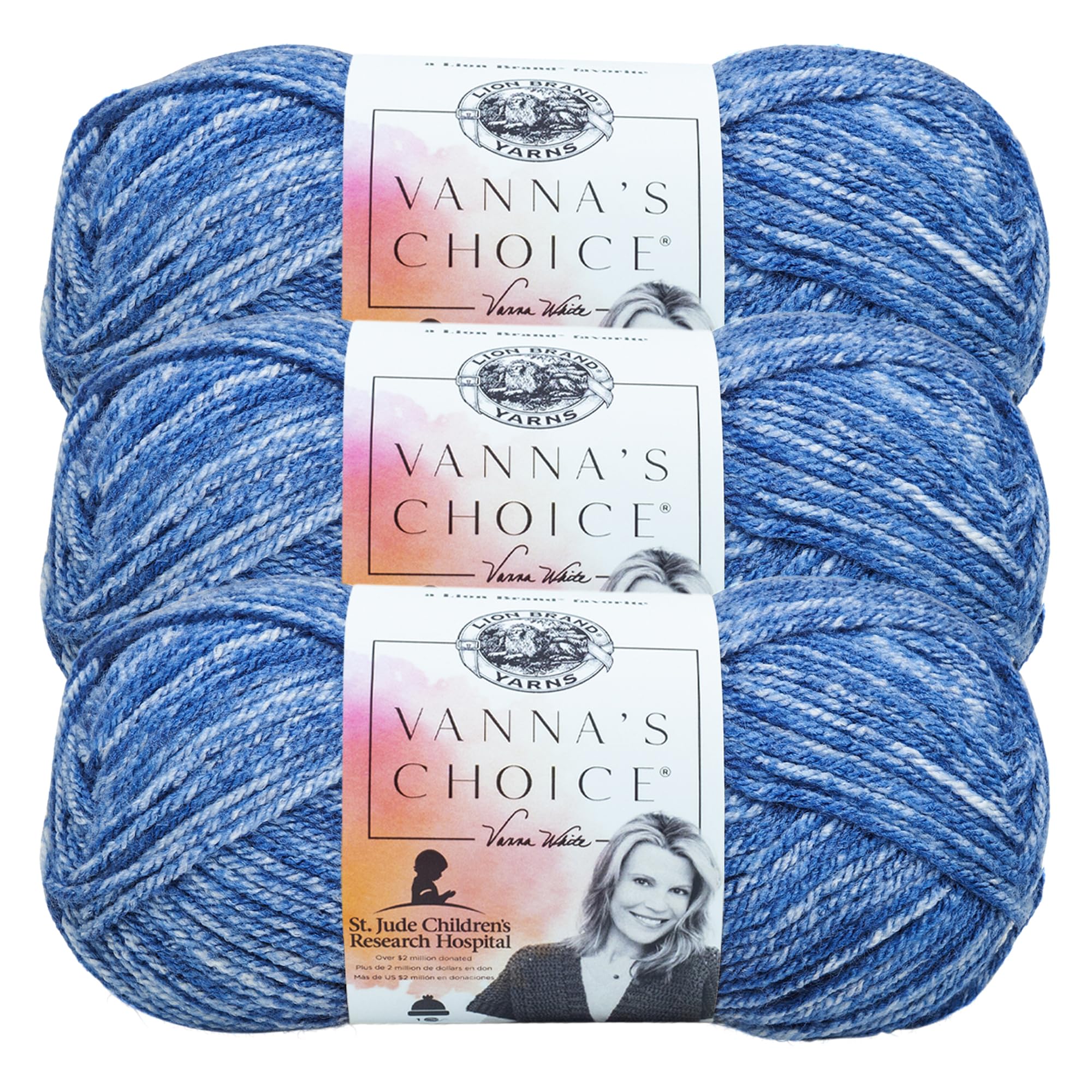 Photo 1 of (3 Pack) Lion Brand Yarn Vanna's Choice Yarn, Denim Mist