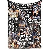 Huglanket Doberman Pinscher Gifts, Doberman Blanket Throws for Dobie Mom Dad, Gifts for Doberman Pinscher Lovers, 50 x 65 inches, Perfect for Birthday Christmas Thanksgiving