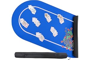 Jigitz Poker Mat - 70 x 35in Non-Slip Poker Table Game Mat - Card Game Rubber Mat with Black Carrying Case
