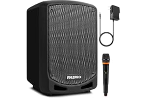 Pyle Bluetooth Karaoke PA Speaker - Indoor / Outdoor Portable Sound System with Wireless Mic, Audio Recording, Rechargeable Battery, USB / SD Reader, Stand Mount - for Party, Control - PSBT65A Black