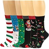 Sumona 6 Pairs Women Colorful Fancy Crazy Design Soft & Stretchy Novelty Crew Socks