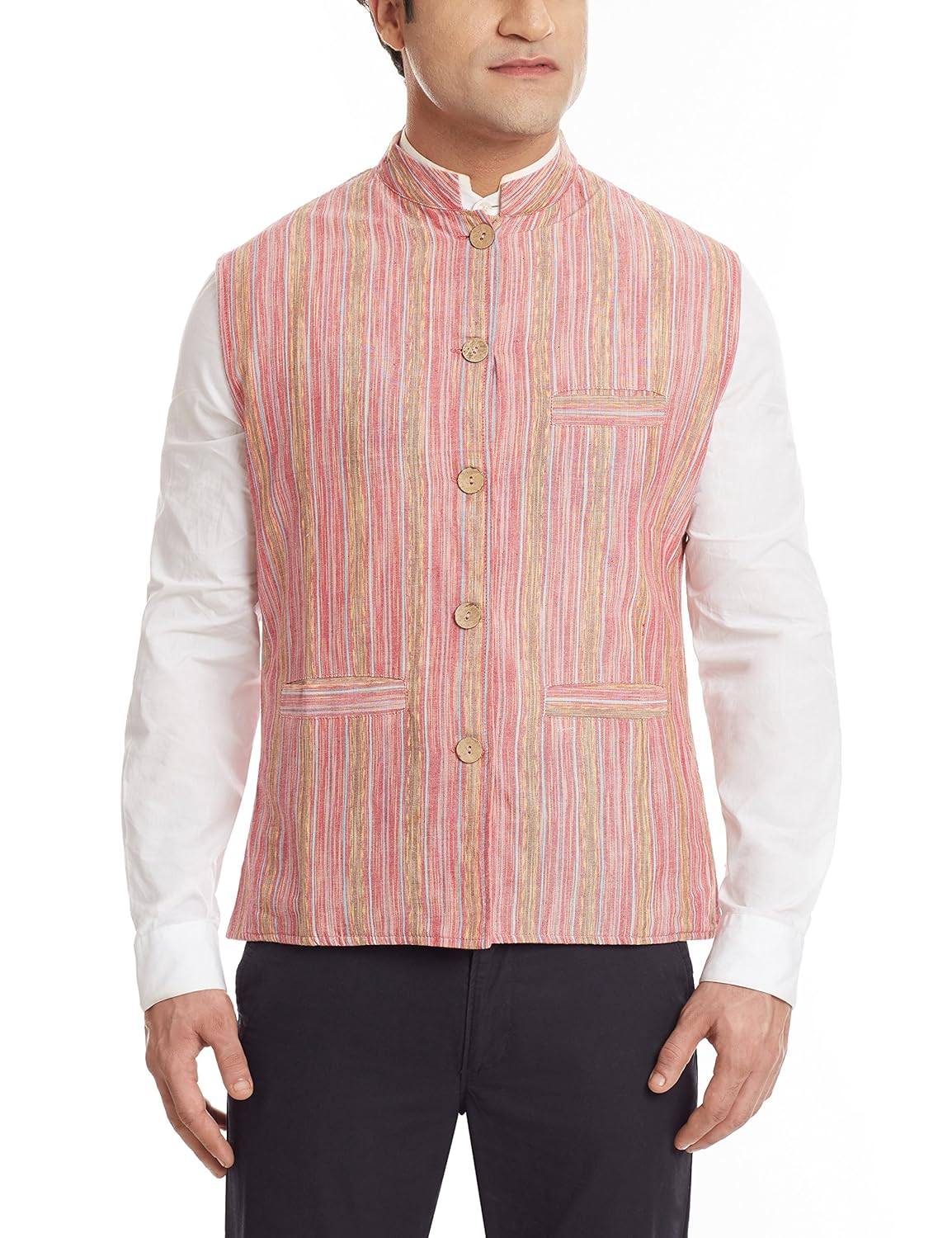 sobre estilo men's banded collar cotton jacket