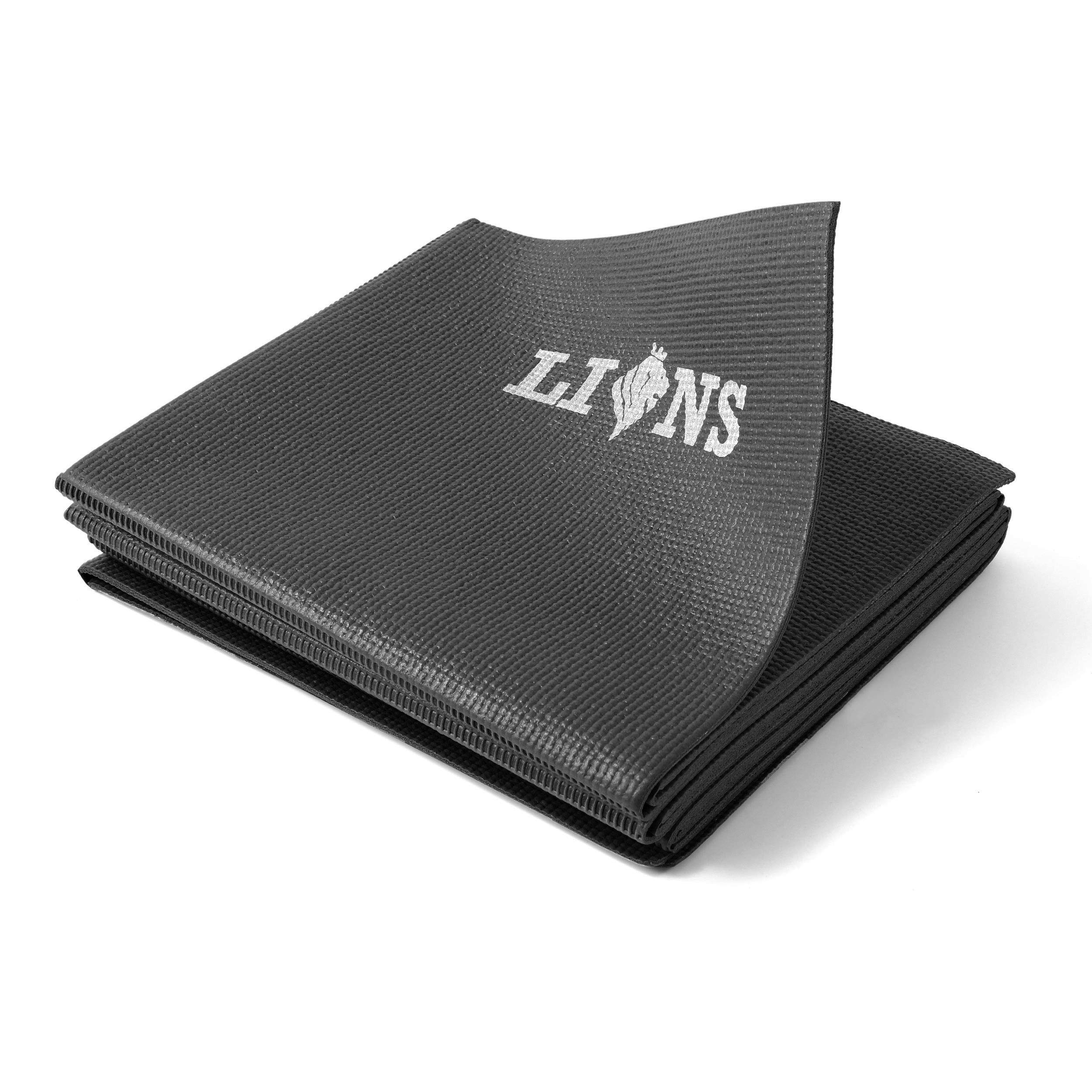 Lions Foldable Yoga Mat - Ideal Non Slip Mats for Travel | Exercise | Gymnastic | Pilates | Gym | Workout | Fitness | 4MM Thick | Portable | Folding | Easy to Carry | 183cm x 61cm