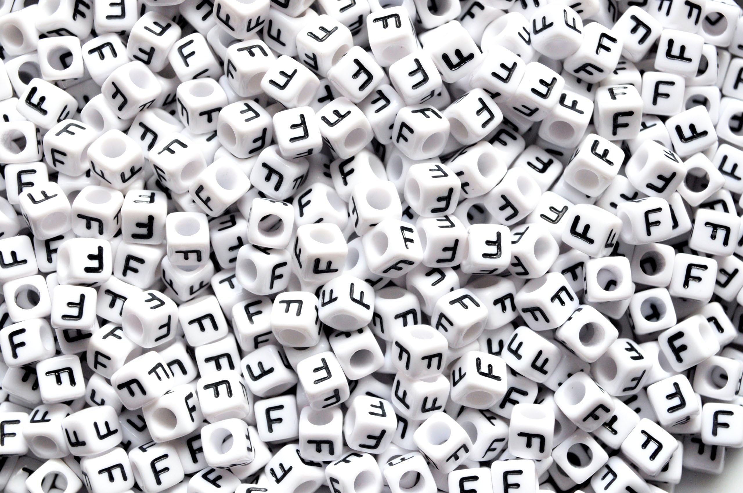 100 pcs 6mm White Cube Letter Alphabet Acrylic Beads Single & Mixed Letters (F)