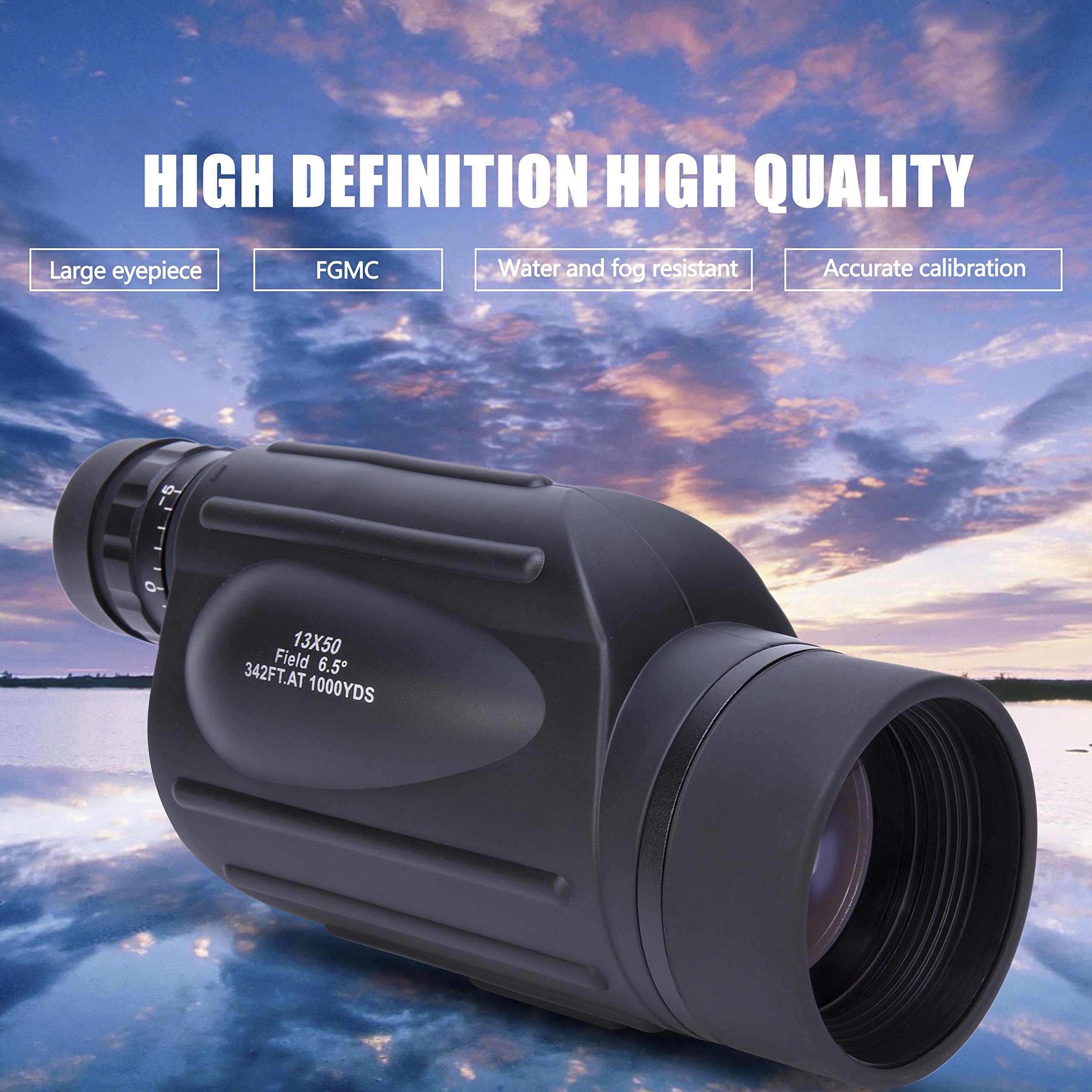 Babimax 13x50 Waterproof High Power Monocular Scope with Reticle for Rangefinder, Waterproof and Fog-proof Telescope for Bird Watching/ Wildlife/Surveillance/Camping