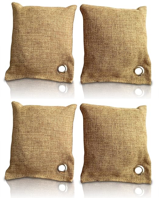 Rummershof Bambus Lufterfrischer mit Aktivkohle 4x200g - Geruchskiller & Luftreiniger für Wohnung, Auto, Küche, Schuhe, WC