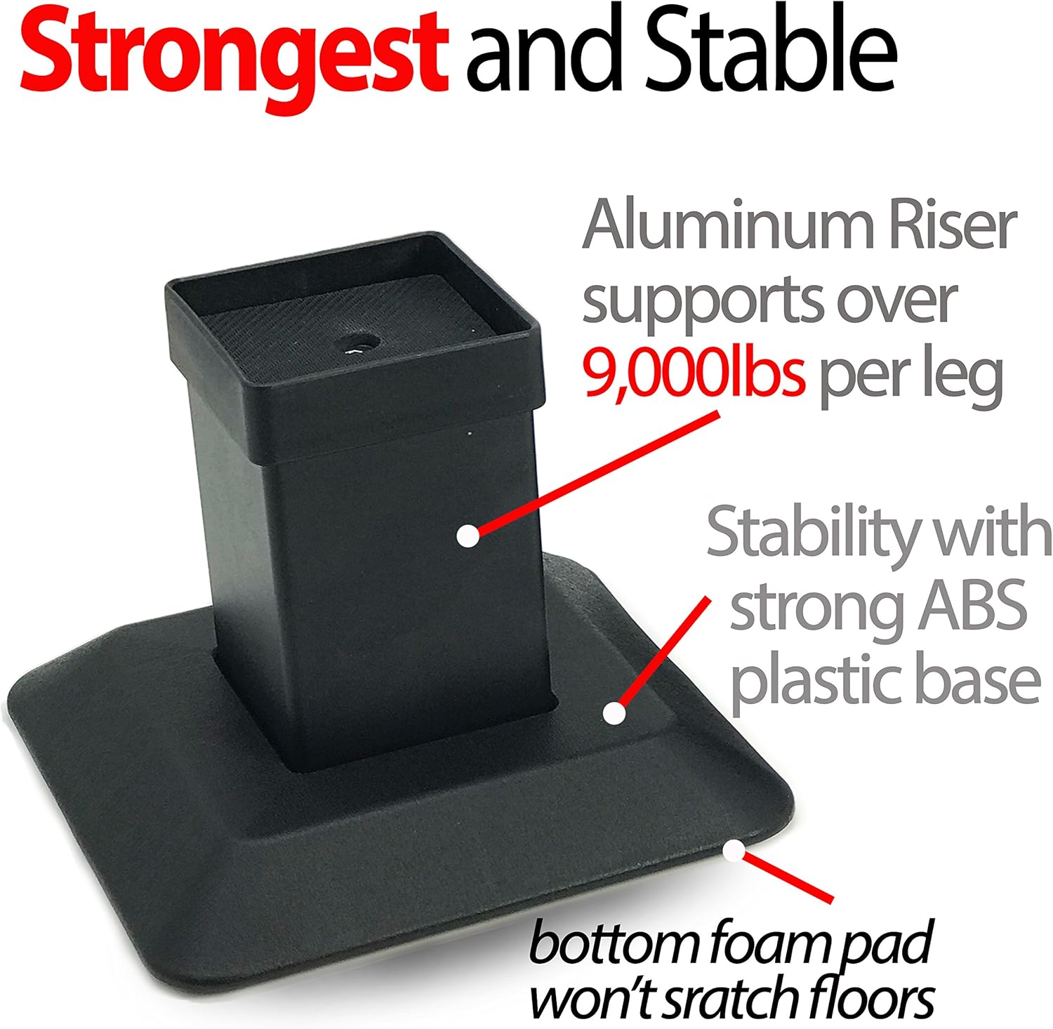 iPrimio Aluminum Bed Riser - 5.5 Inch Lift. Supports Over 9,000 pounds Per Leg, or 36,000 pounds. Safest and Sturdiest Couch, Bed, Desk Lift. Won't Scratch Floors. (6 Pack): Home & Kitchen