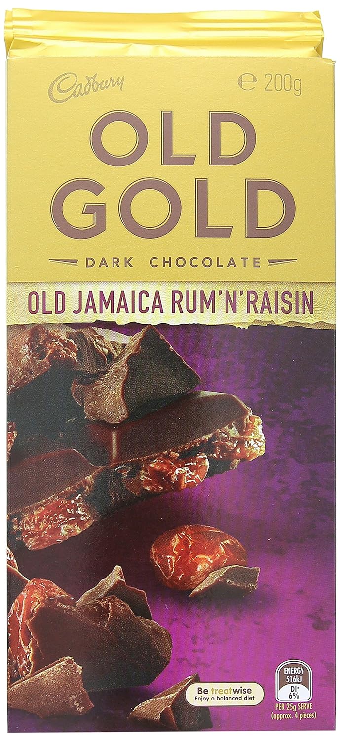 Candy Cadbury Old Gold Jamaica Rum and Raisin Dark Chocolate, 200 g Amazon.co.uk Grocery