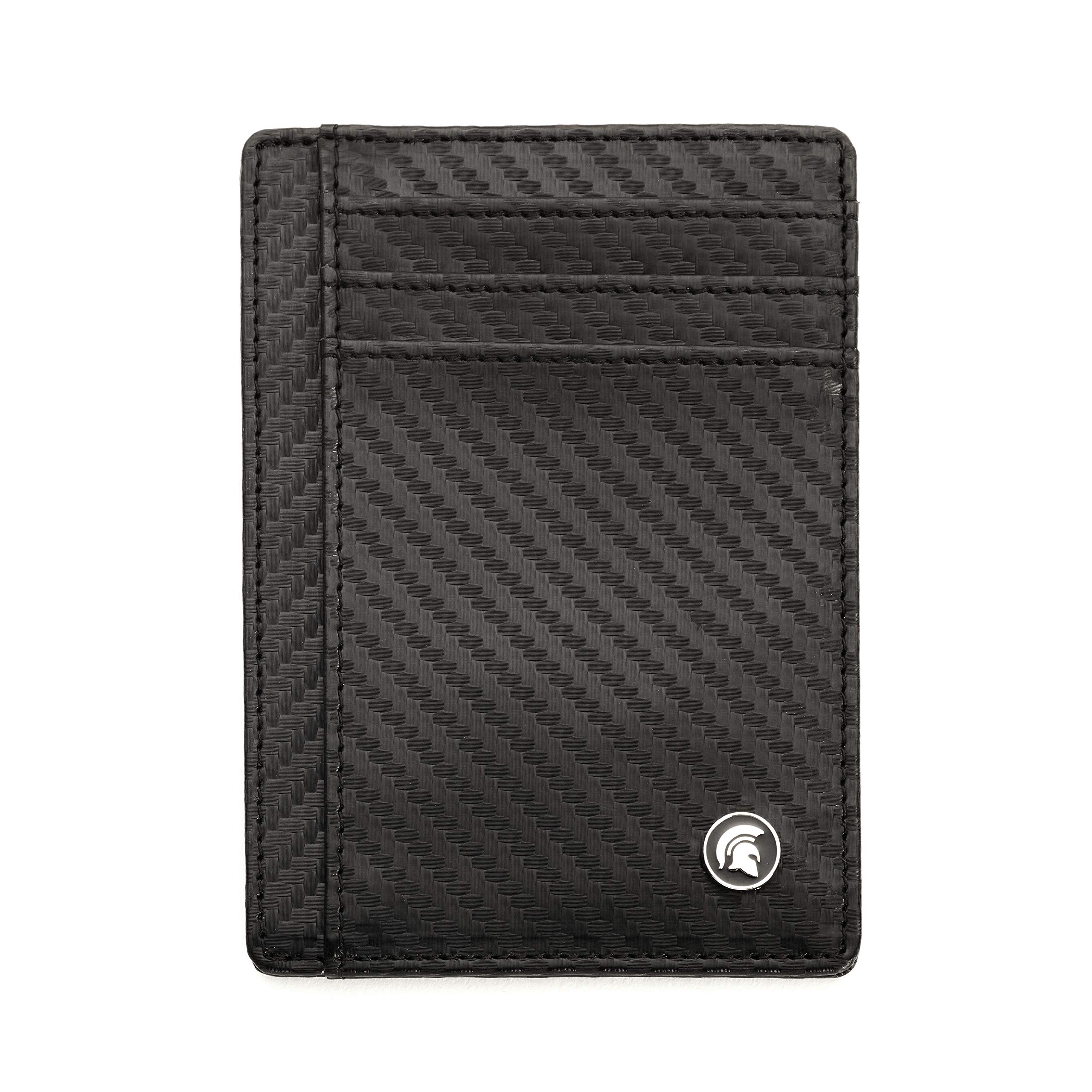 POWR Mens Wallet, Slim Genuine Leather RFID Blocking Minimalist Credit Card Holder (Carbon Fibre), Holds up to 7 Cards and Bank Notes, Ideal for Travel