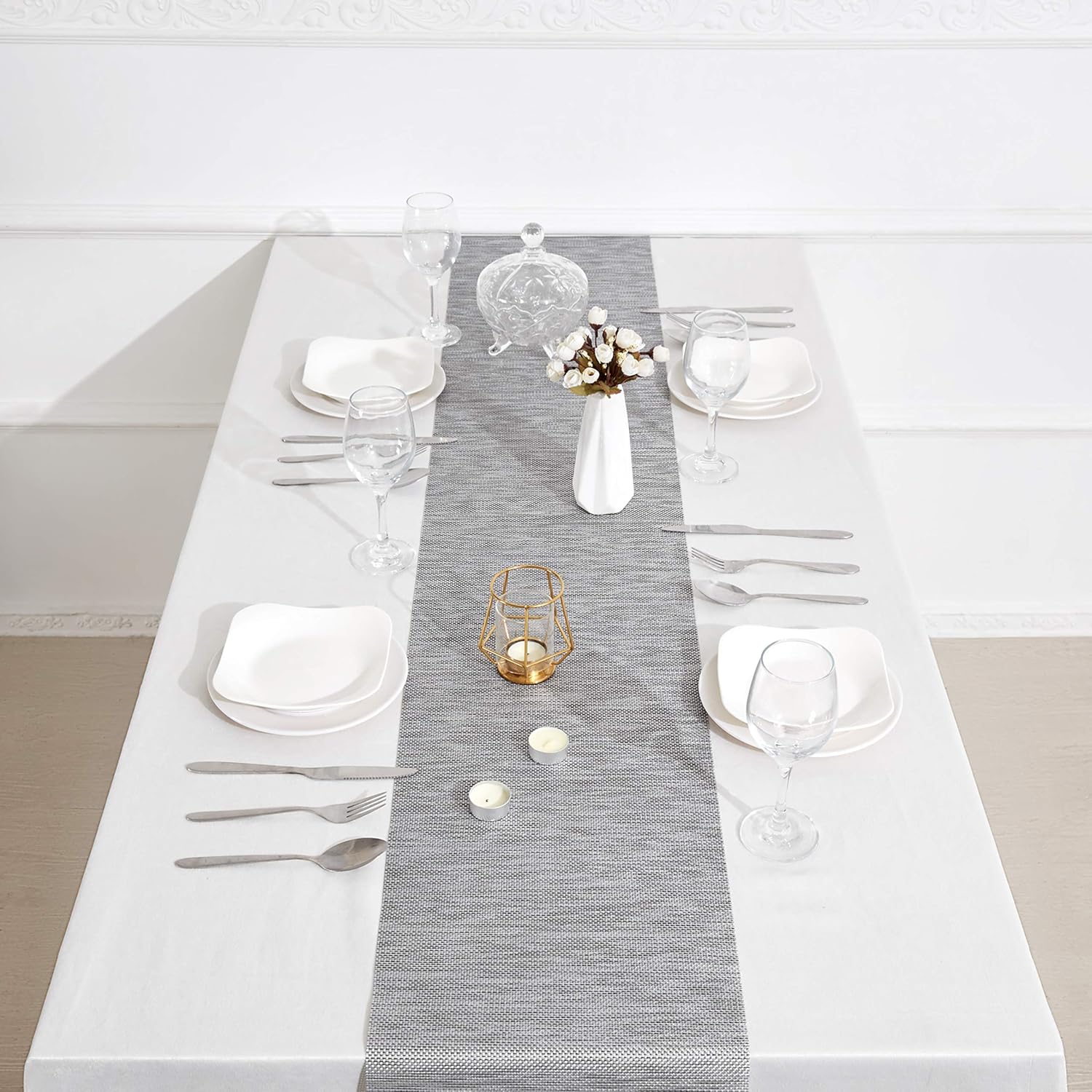 DOLOPL Table Runner Grey Table Runners Outdoor Table Runner 12"×72" Non-Slip Heat Resistant Easy to Clean Modern Farmhouse Kitchen Table Runner for Patios Family Dinner Office Kitchen Table: Home & Kitchen