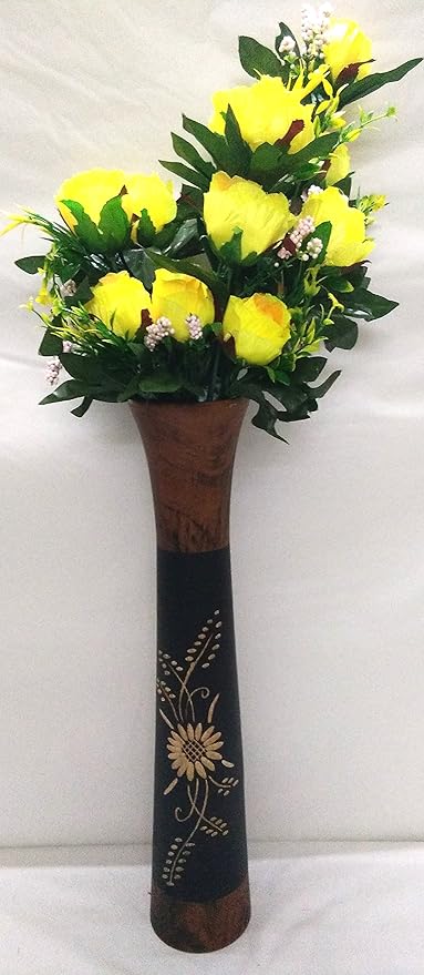 Buy Ethnic Karigari Wood Home Decor Thai Decorative Flower Vase