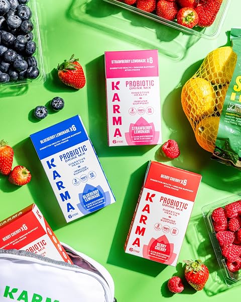KARMA PROBIOTIC HYDRATION PACKET – 6 PACK, BLUEBERRY LEMONADE POWDER DRINK MIX STICK – ON-THE-GO IMMUNE & GUT HEALTH SUPPORT