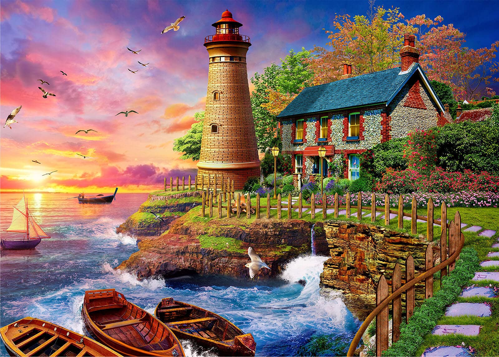 1000 Piece Jigsaw Puzzles for Adults | Coast Lighthouse | Landscape Jigsaw Puzzles for Adults 1000