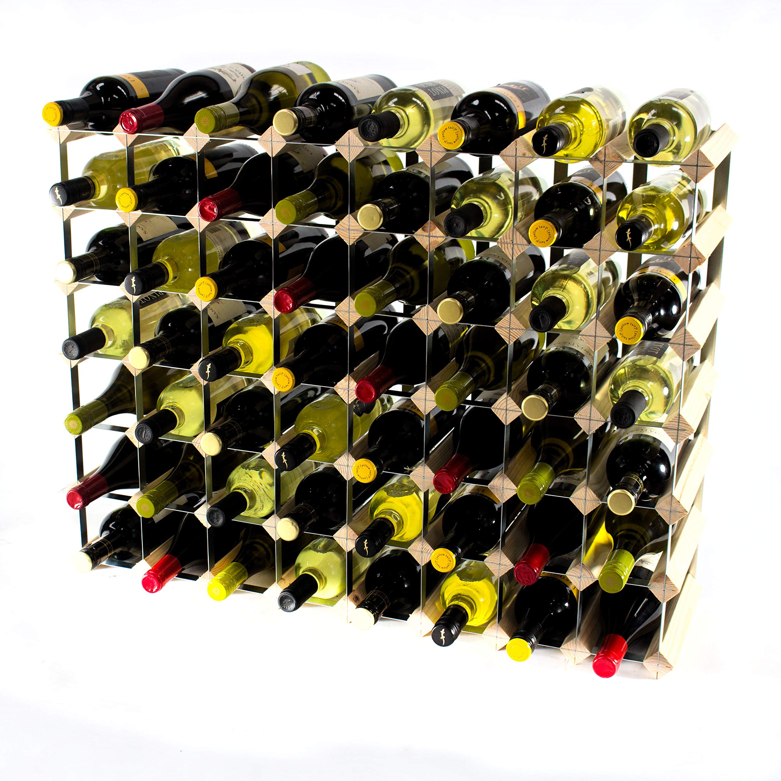 Classic 56 Bottle Pine Wood and galvanised Metal Wine Rack Ready Assembled