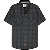 Dubinik® Mens Short Sleeve Button Down Two Pockets Soft Vintage Regular Fit Vintage Fishing Casual Shirts