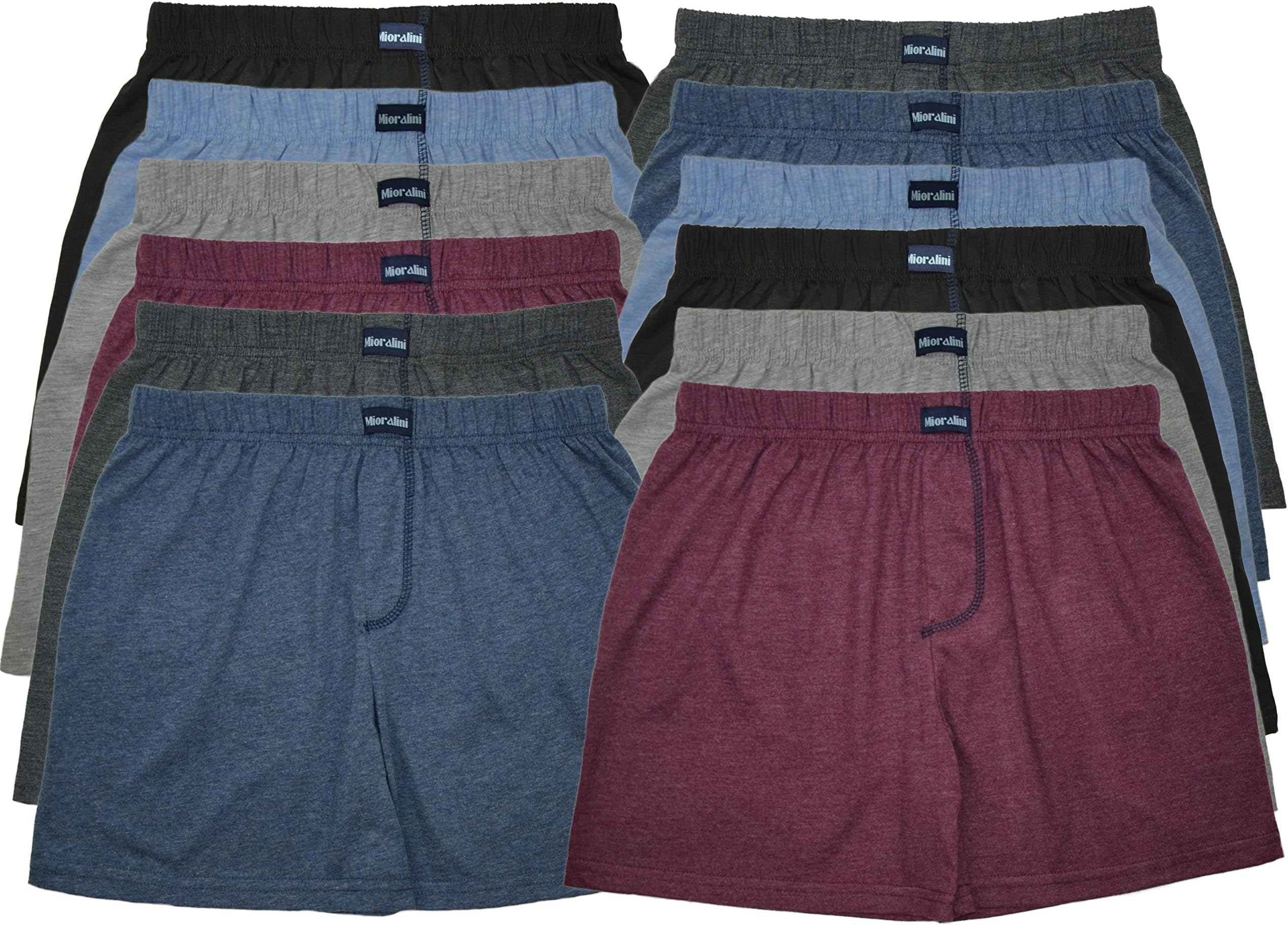MioRalini 12 or 6 Men's Soft Cotton Boxershorts Multicolored with and Without Button and Fly