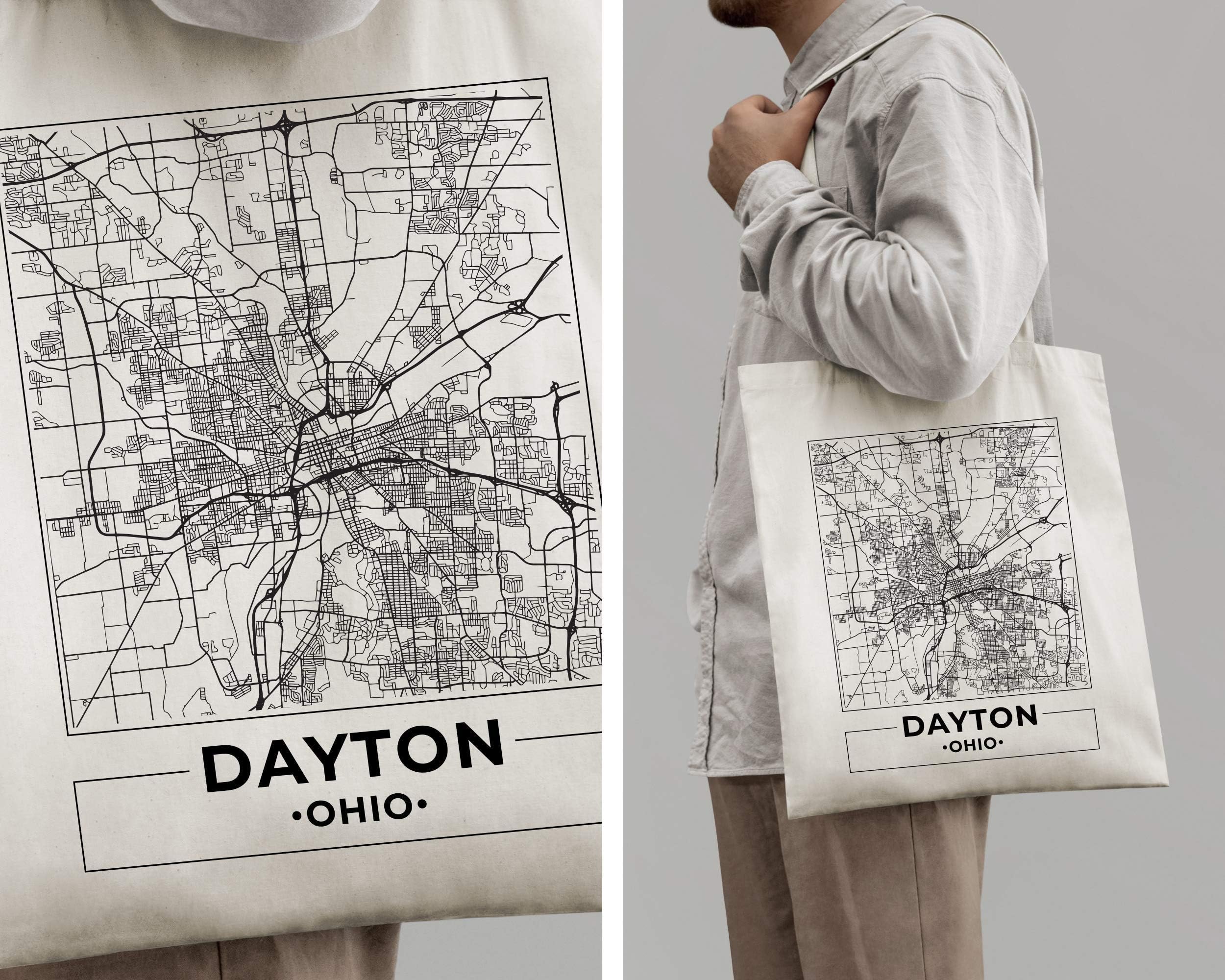 Dayton, Ohio, USA, City Street Map Cotton Tote Bag