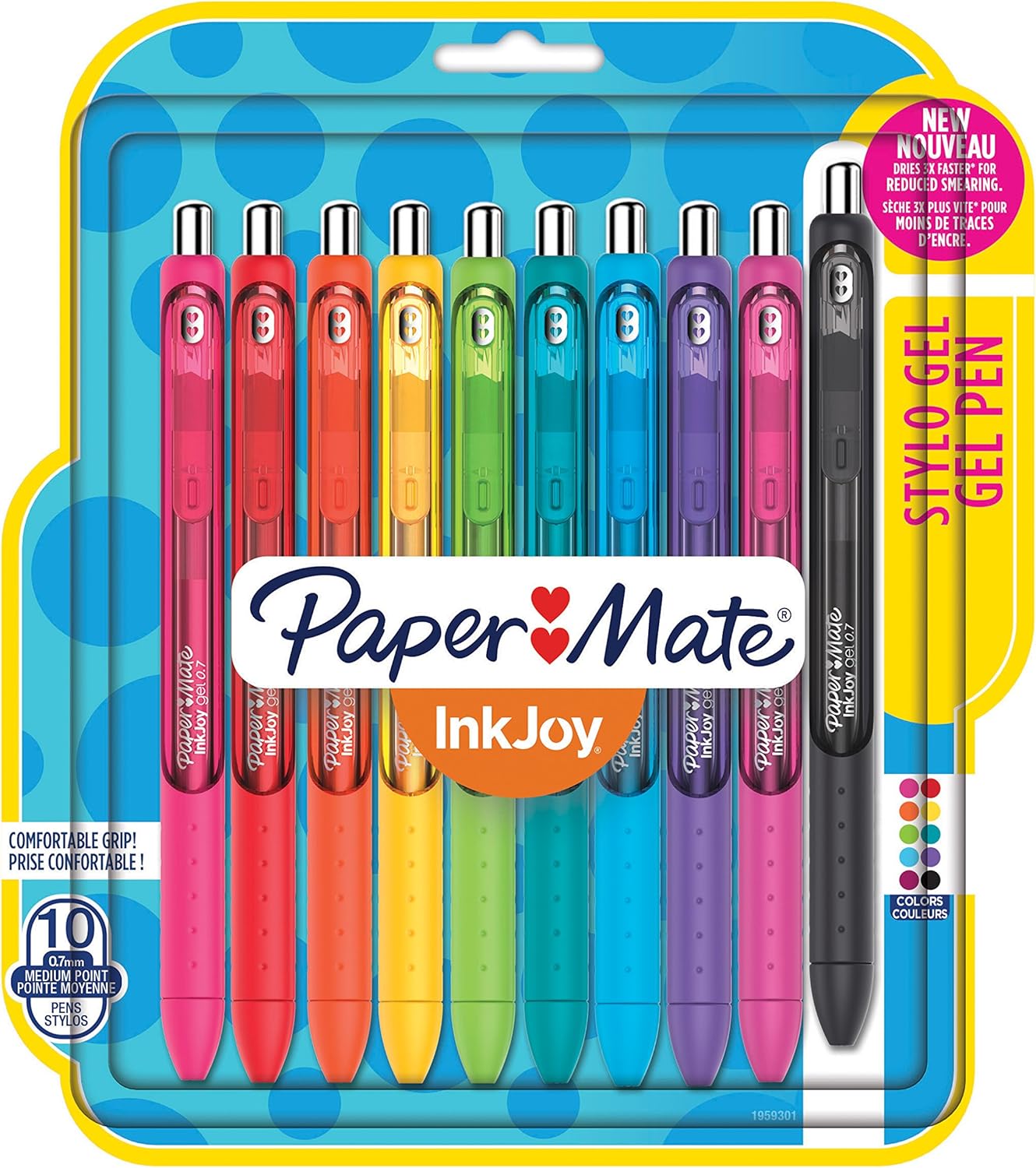 Paper Mate InkJoy Gel Pens, Medium Point, Assorted, 10 Pack, 1959301