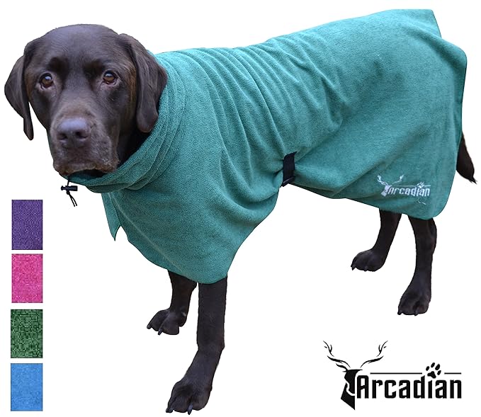 Arcadian Dog Bathrobes. Perfect Microfibre Towelling Robe for Drying