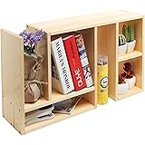 Beige Wood Adjustable Desktop Organizer / Book Shelf / Supply Storage Rack