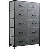 WLIVE Fabric Dresser for Bedroom, Tall Dresser with 10 Drawers, Clothes Dresser, Chest of Drawers for Closet, Living Room, Hallway, Dark Gray