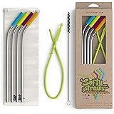 Softy Straws Premium Reusable Stainless Steel Drinking Straws With Silicone Tips + Patented Straw Cleaners and Carrying Case 