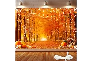 JAAILEE Fall Backdrop 7x5Ft Thanksgiving Backdrop Fall Backdrops for Photography Autumn Forest Maple Leaves Pumpkins Thanksgiving Photography Party Decor Photo Booth Props