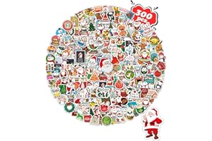 GREINGWAYS 300PCS Christmas Stickers for Kids, Christmas Party Favors Stocking Stuffers Vinyl Water Bottles Stickers, Christmas Crafts Gifts for Classroom Students Holiday Sticker for Kids Teens Adults