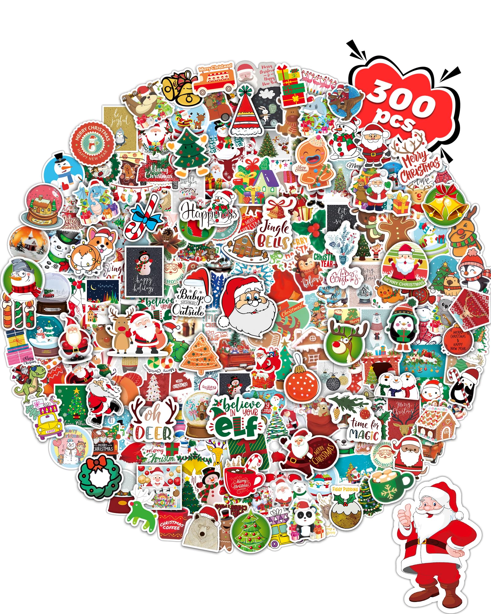 300 PCS Christmas Stickers for Kids, Christmas