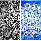 Genovega 2 Packs Oversized Beach Towel Set 36 x 72 in Large Big Pool Camping Swim Clearance Soft Towels Travel Essentials Accessories Must Haves Vacation Necessities Adult Gifts Black Blue Flowers